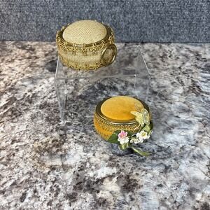 2~Gold Sewing Pin Cushion~MCM~Hollywood Regency